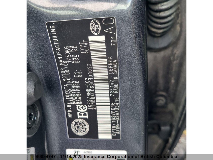 2009 Toyota Corolla S/Le/Xle VIN: 2T1BU40E69C103023 Lot: 40034747