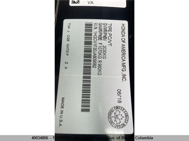1HGCV1F30JA809582 2018 HONDA ACCORD photo no. 5