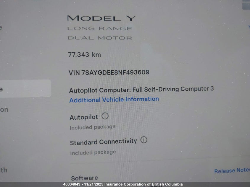 7SAYGDEE8NF493609 2022 TESLA MODEL Y photo no. 16