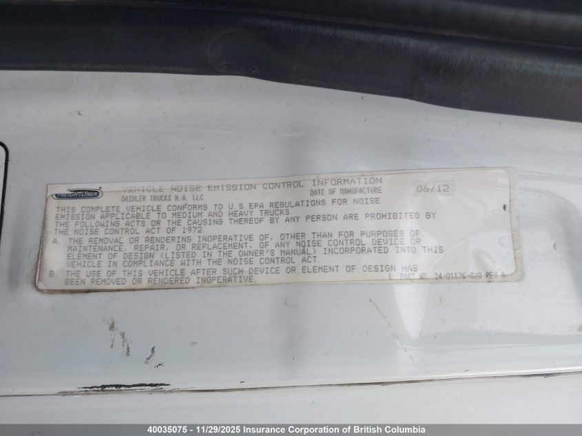 2013 Freightliner Cascadia 125 VIN: 1FUJGLDR8DLBZ9891 Lot: 40035075