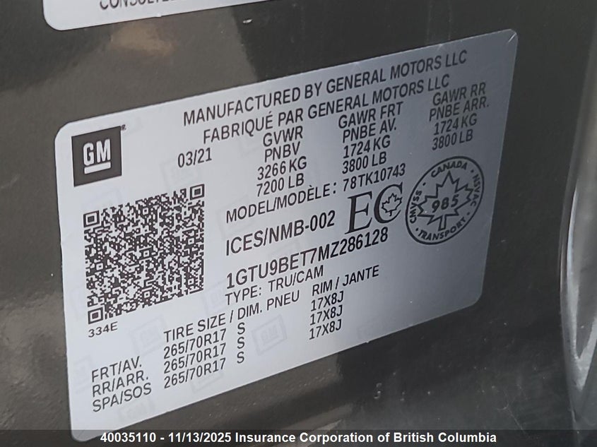 1GTU9BET7MZ286128 2021 GMC SIERRA photo no. 7