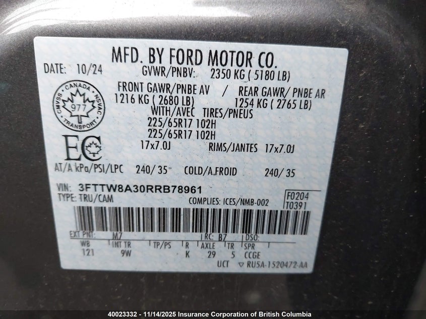 3FTTW8A30RRB78961 2024 FORD MAVERICK photo no. 9