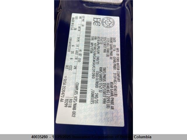 2016 Ford Escape Se VIN: 1FMCU9GX4GUC31393 Lot: 40035280