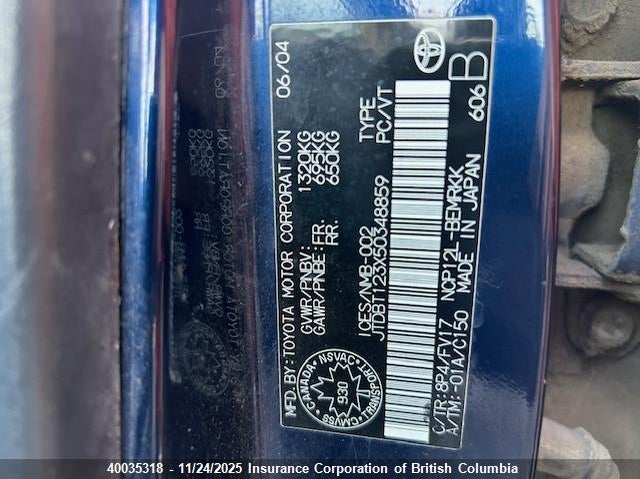 2005 Toyota Echo VIN: JTDBT123X50348859 Lot: 40035318