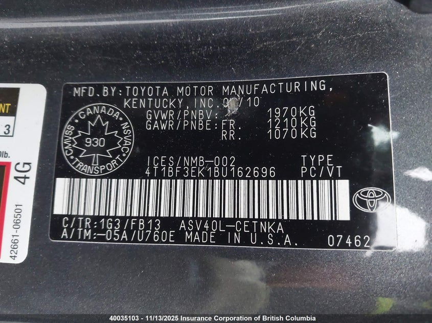 4T1BF3EK1BU162696 2011 TOYOTA CAMRY photo no. 9