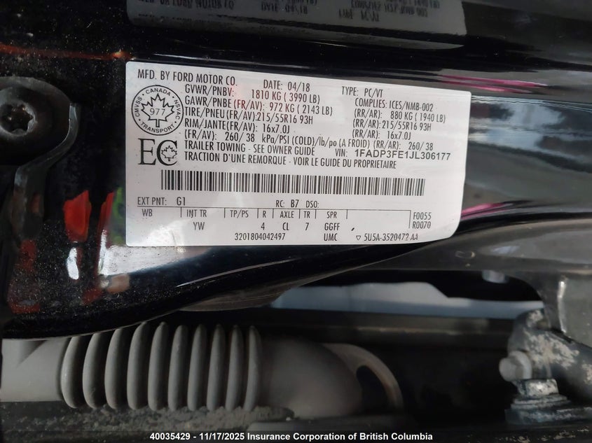 1FADP3FE1JL306177 2018 FORD FOCUS photo no. 9