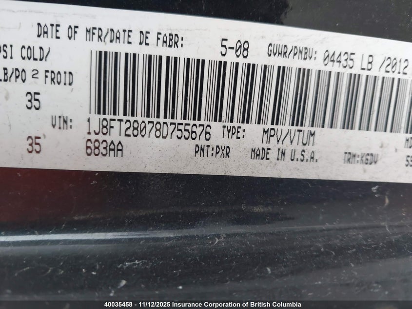 1J8FT28078D755676 2008 JEEP LIBERTY (PATRIOT) photo no. 9