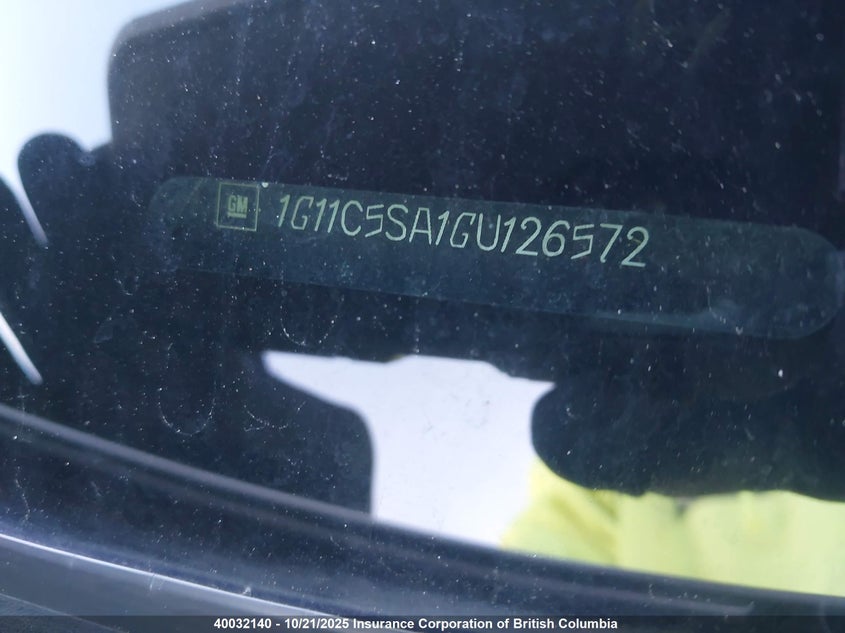 2016 Chevrolet Malibu Limited Lt VIN: 1G11C5SA1GU126572 Lot: 40032140