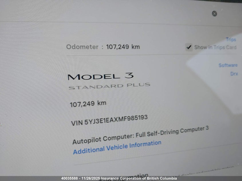 2021 Tesla Model 3 VIN: 5YJ3E1EAXMF985193 Lot: 40035588