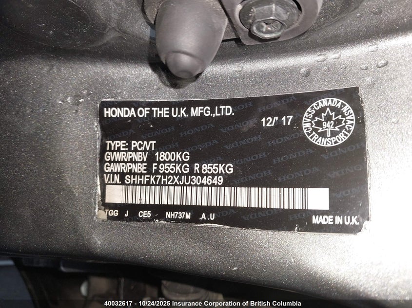 SHHFK7H2XJU304649 2018 HONDA CIVIC photo no. 9