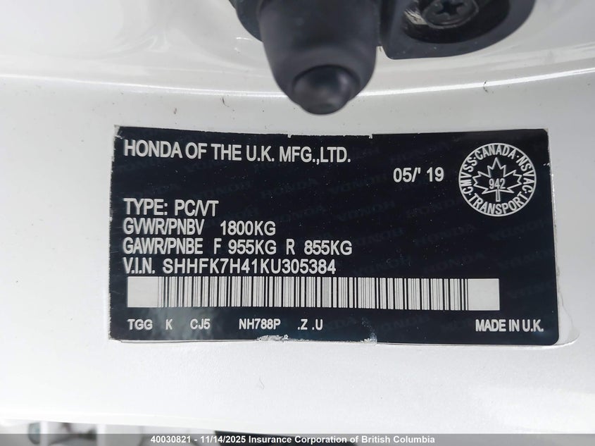 SHHFK7H41KU305384 2019 HONDA CIVIC photo no. 9