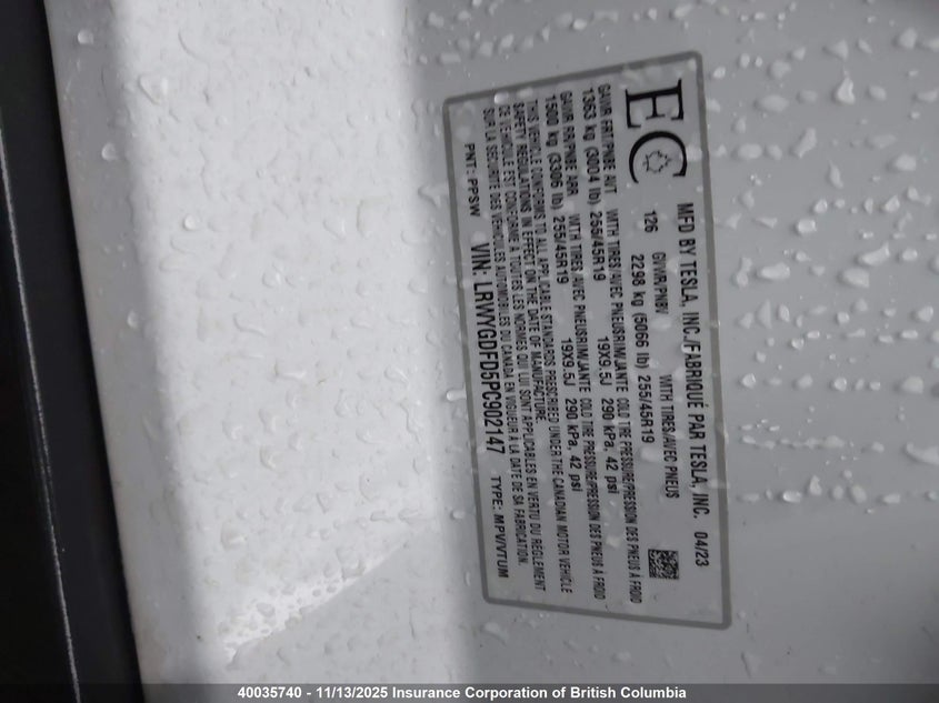 LRWYGDFD5PC902147 2023 TESLA MODEL Y photo no. 9