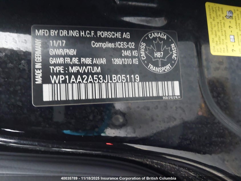 WP1AA2A53JLB05119 2018 PORSCHE MACAN photo no. 9