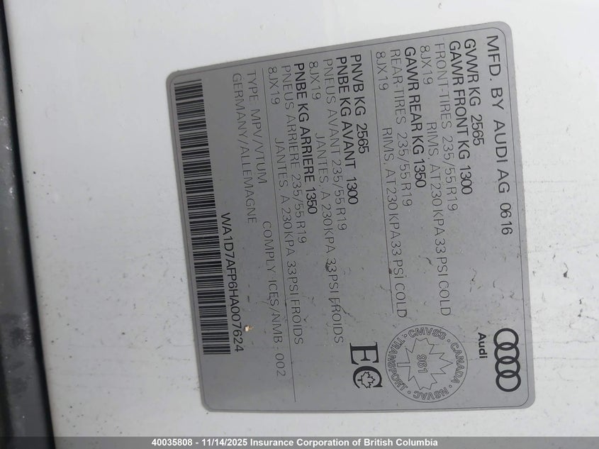 WA1D7AFP6HA007624 2017 AUDI Q5 photo no. 9