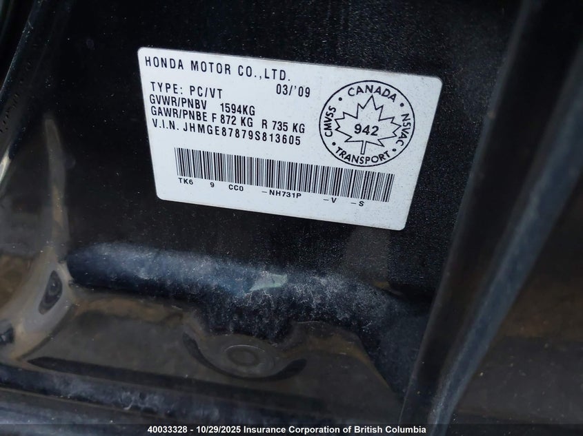 JHMGE87879S813605 2009 HONDA FIT photo no. 9