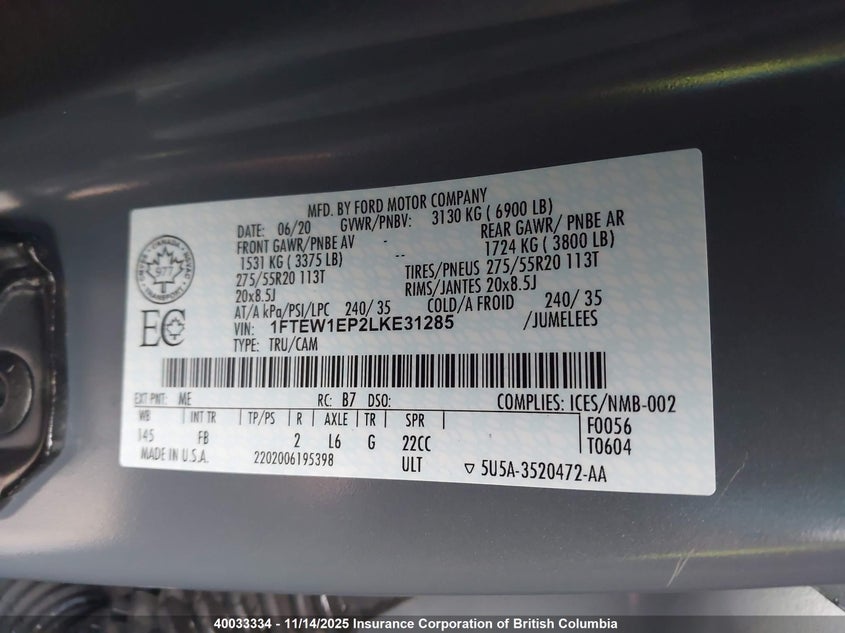 1FTEW1EP2LKE31285 2020 FORD F-150 photo no. 9