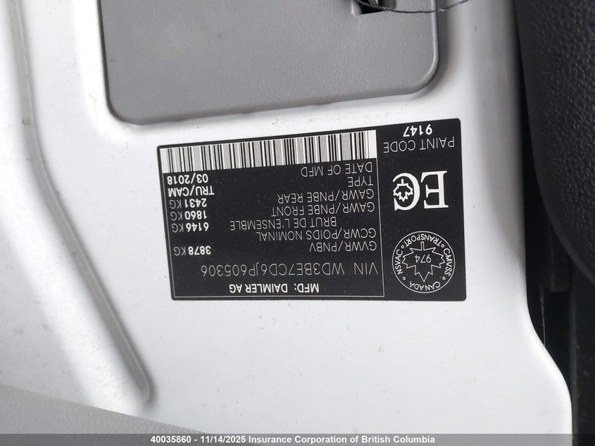 WD3BE7CD6JP605306 2018 MERCEDES-BENZ SPRINTER photo no. 9