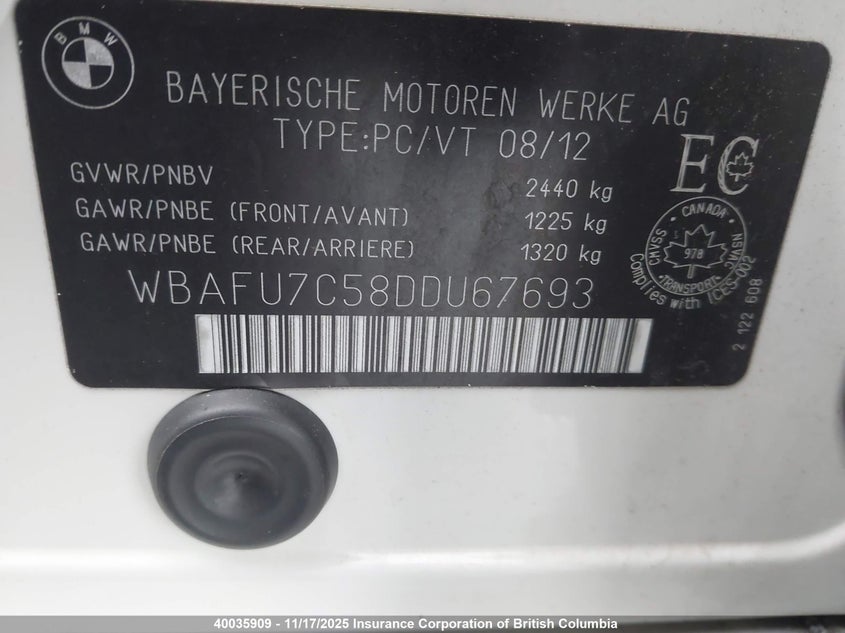 WBAFU7C58DDU67693 2013 BMW 5ER photo no. 9