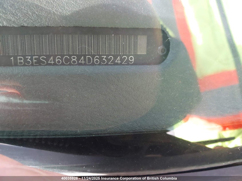 2004 Dodge Neon Sx 2.0 VIN: 1B3ES46C84D632429 Lot: 40035928