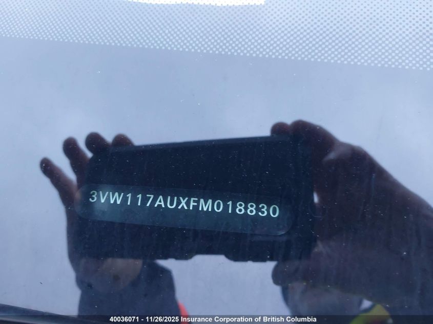 2015 Volkswagen Golf VIN: 3VW117AUXFM018830 Lot: 40036071