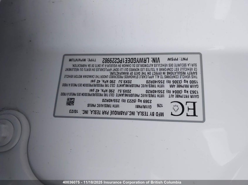LRWYGDEE1PC229982 2023 TESLA MODEL Y photo no. 9
