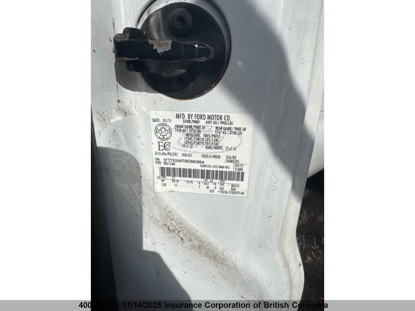 1FT7X2A67BEB83864 2011 FORD F250 photo no. 9