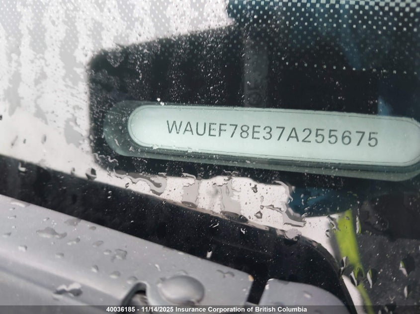 2007 Audi A4 VIN: WAUEF78E37A255675 Lot: 40036185