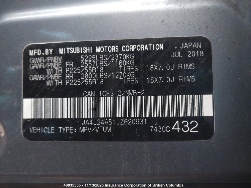 JA4J24A51JZ620931 2018 MITSUBISHI OUTLANDER photo no. 9