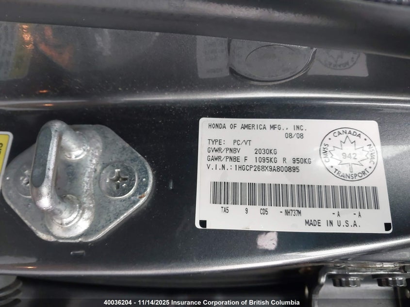 1HGCP268X9A800895 2009 HONDA ACCORD photo no. 9