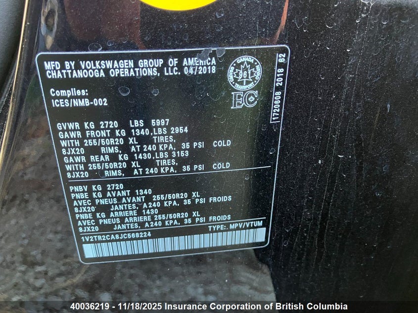 1V2TR2CA8JC568224 2018 VOLKSWAGEN ATLAS photo no. 6