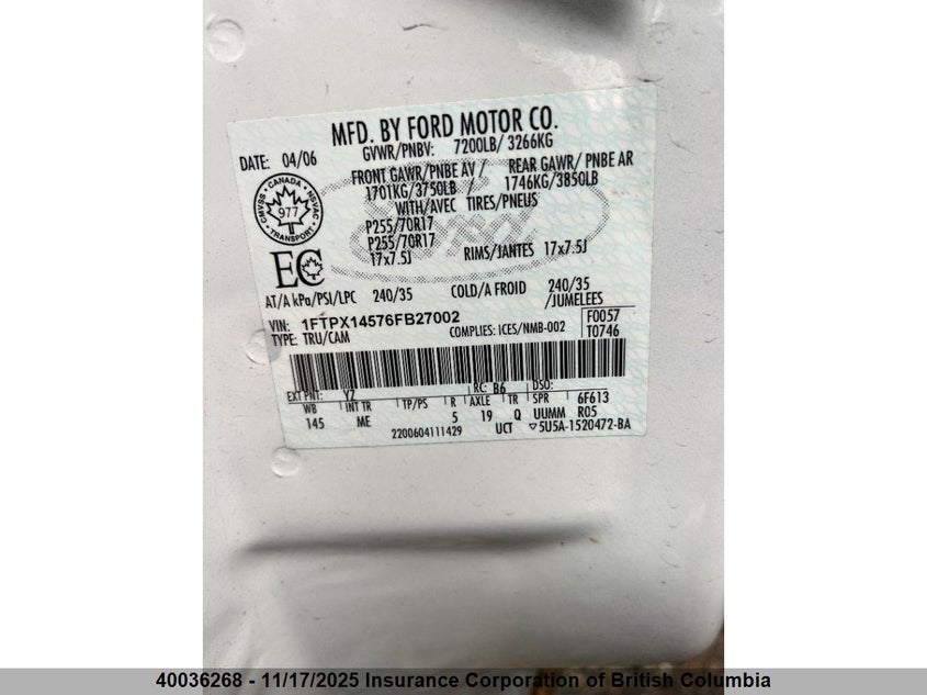 1FTPX14576FB27002 2006 FORD F-150 photo no. 13