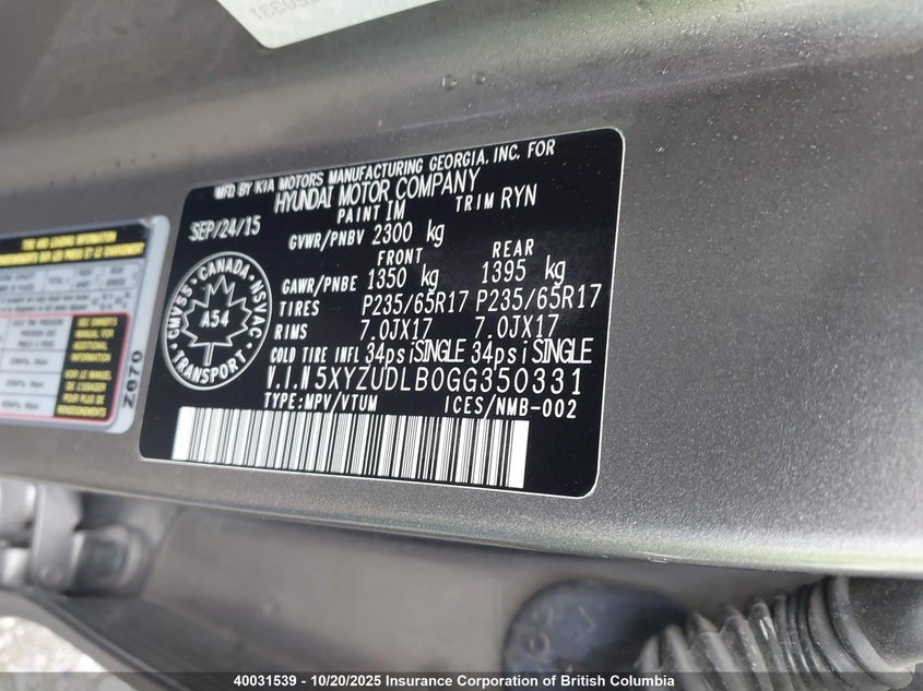 5XYZUDLB0GG350331 2016 HYUNDAI SANTA FE photo no. 19
