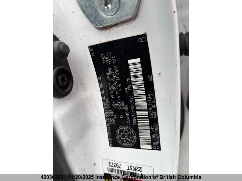 5TBBV54118S498785 2008 TOYOTA TUNDRA photo no. 18