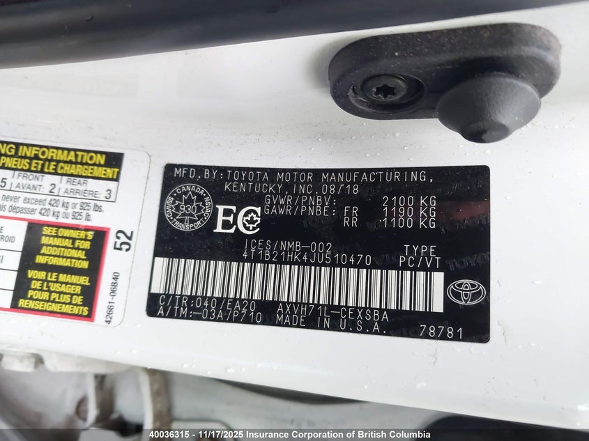 4T1B21HK4JU510470 2018 TOYOTA CAMRY photo no. 9