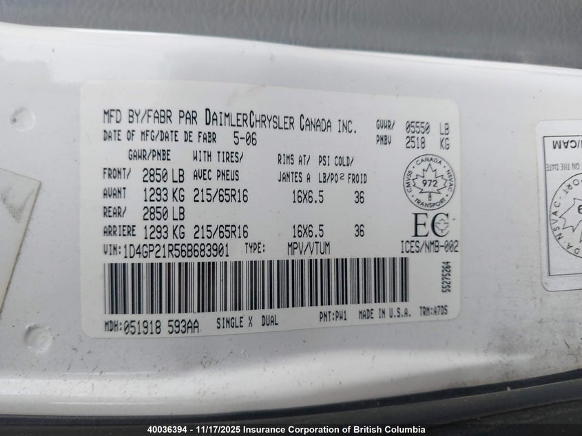 1D4GP21R56B683901 2006 DODGE CARAVAN photo no. 9