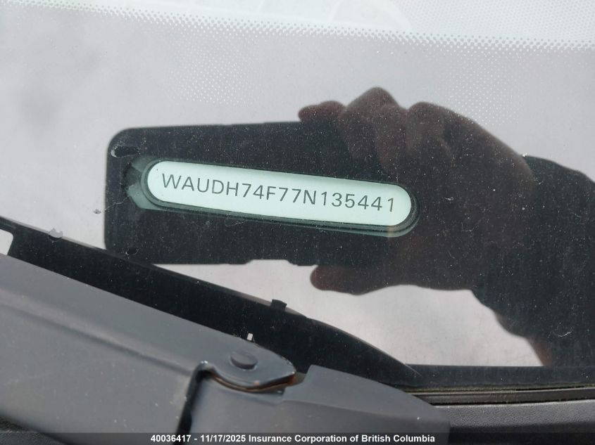 2007 Audi A6 VIN: WAUDH74F77N135441 Lot: 40036417