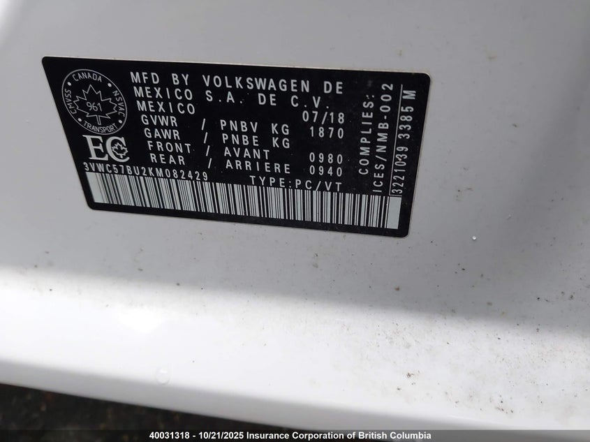 3VWC57BU2KM082429 2019 VOLKSWAGEN JETTA photo no. 9