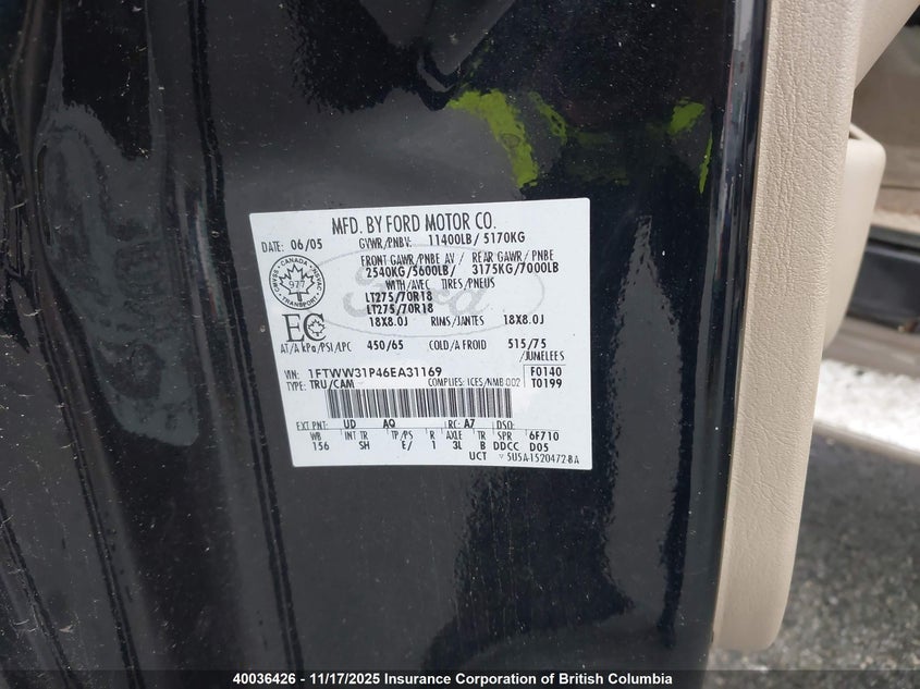 1FTWW31P46EA31169 2006 FORD F350 photo no. 9