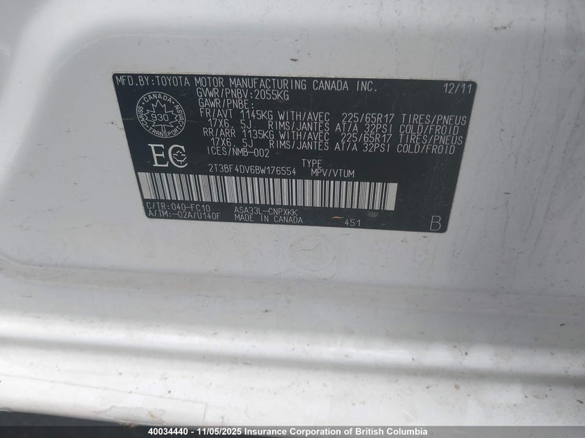2T3BF4DV6BW176554 2011 TOYOTA RAV 4 photo no. 9