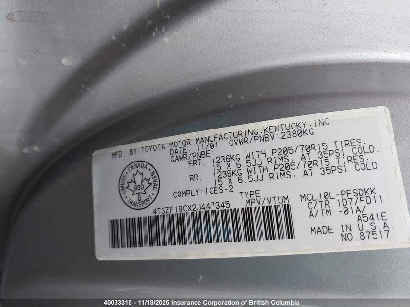 4T3ZF19CX2U447345 2002 TOYOTA SIENNA photo no. 9
