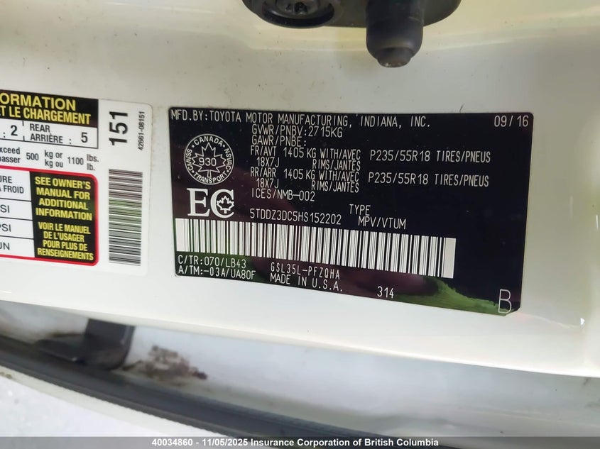 5TDDZ3DC5HS152202 2017 TOYOTA SIENNA photo no. 9