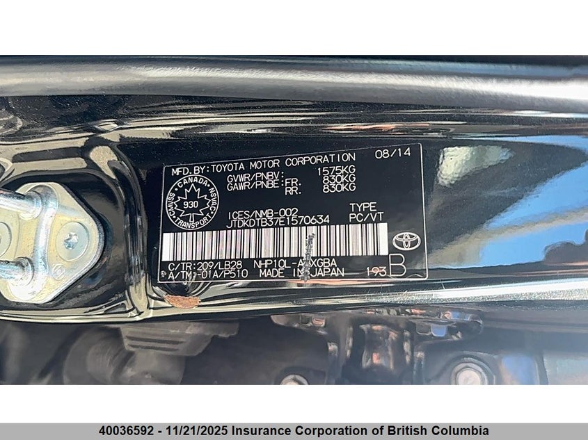 JTDKDTB37E1570634 2014 TOYOTA PRIUS photo no. 2