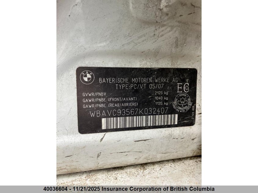 WBAVC93567K032407 2007 BMW 3ER photo no. 5