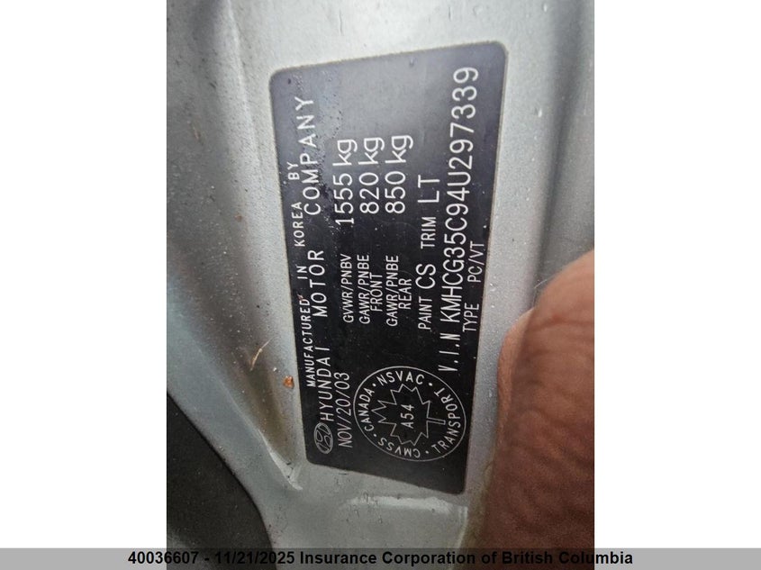 KMHCG35C94U297339 2004 HYUNDAI ACCENT photo no. 8