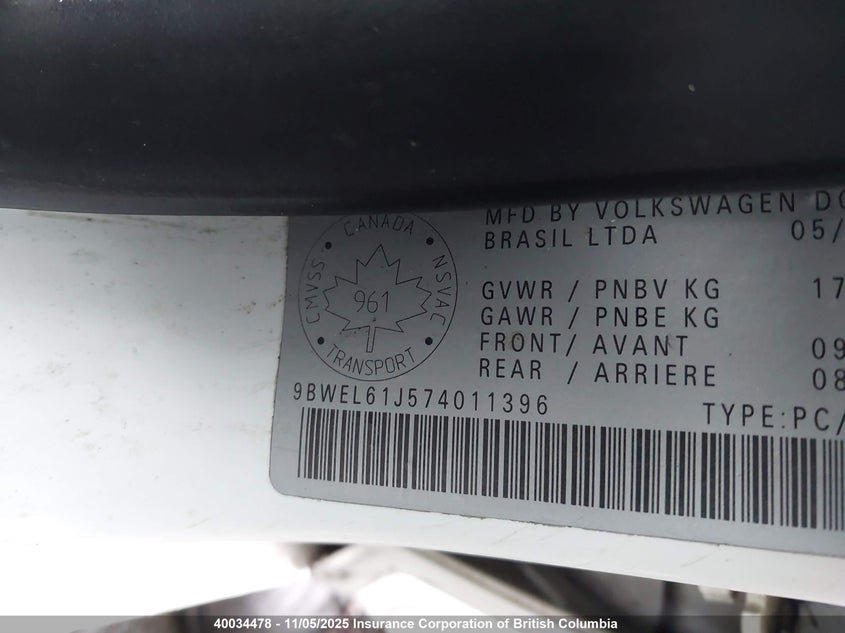 9BWEL61J574011396 2007 VOLKSWAGEN GOLF photo no. 9