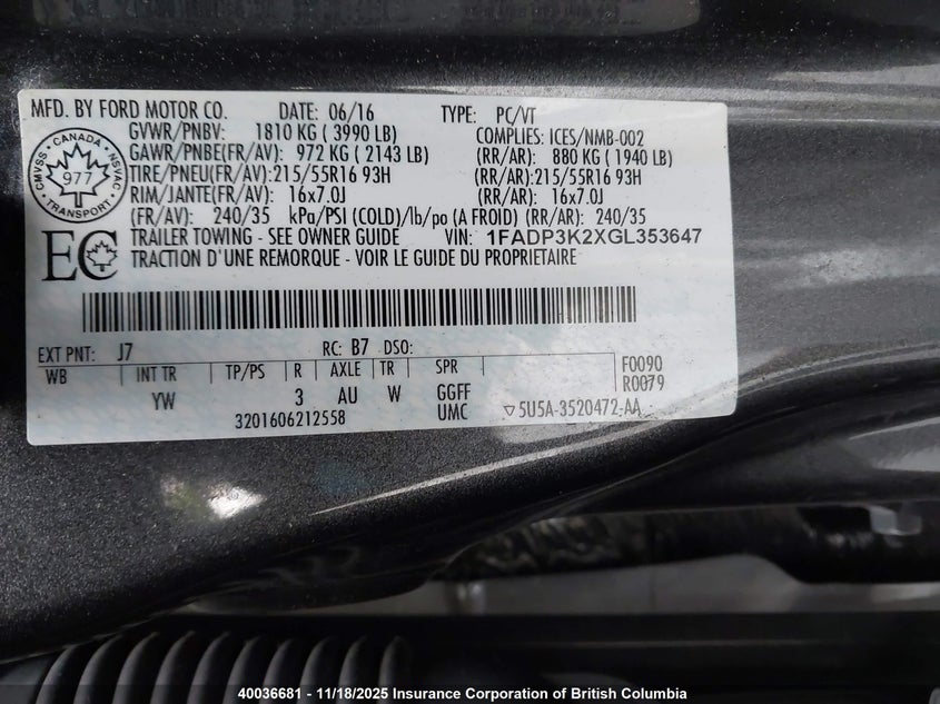 1FADP3K2XGL353647 2016 FORD FOCUS photo no. 9