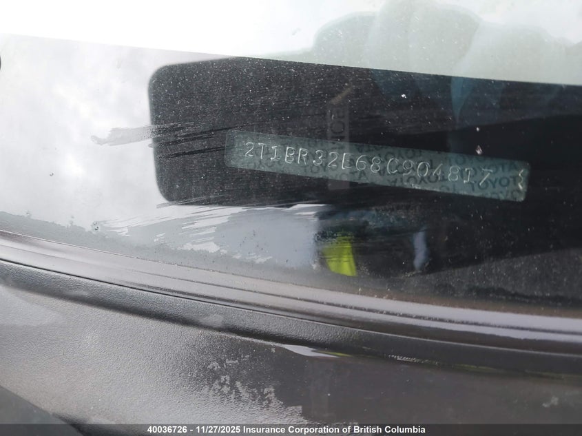 2008 Toyota Corolla Ce/Le/S VIN: 2T1BR32E68C904817 Lot: 40036726