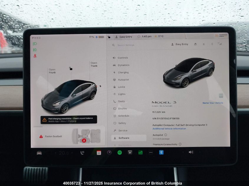 2018 Tesla Model 3 VIN: 5YJ3E1EA2JF156159 Lot: 40035723