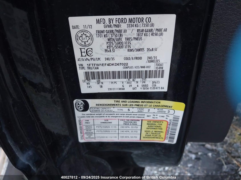 1FTFW1EF4DKD67022 2013 FORD F-150 photo no. 9