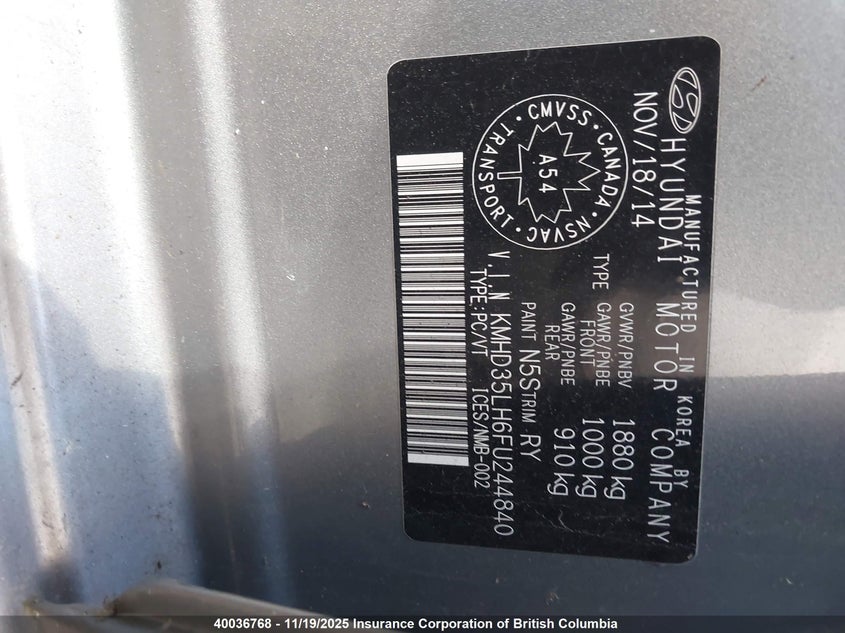 KMHD35LH6FU244840 2015 HYUNDAI ELANTRA photo no. 9